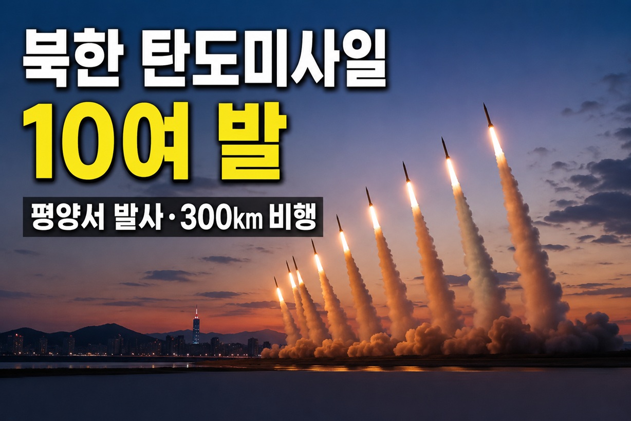 북한, 탄도미사일 10여 발 발사…300㎞ 비행, 한반도 긴장 다시 고조
