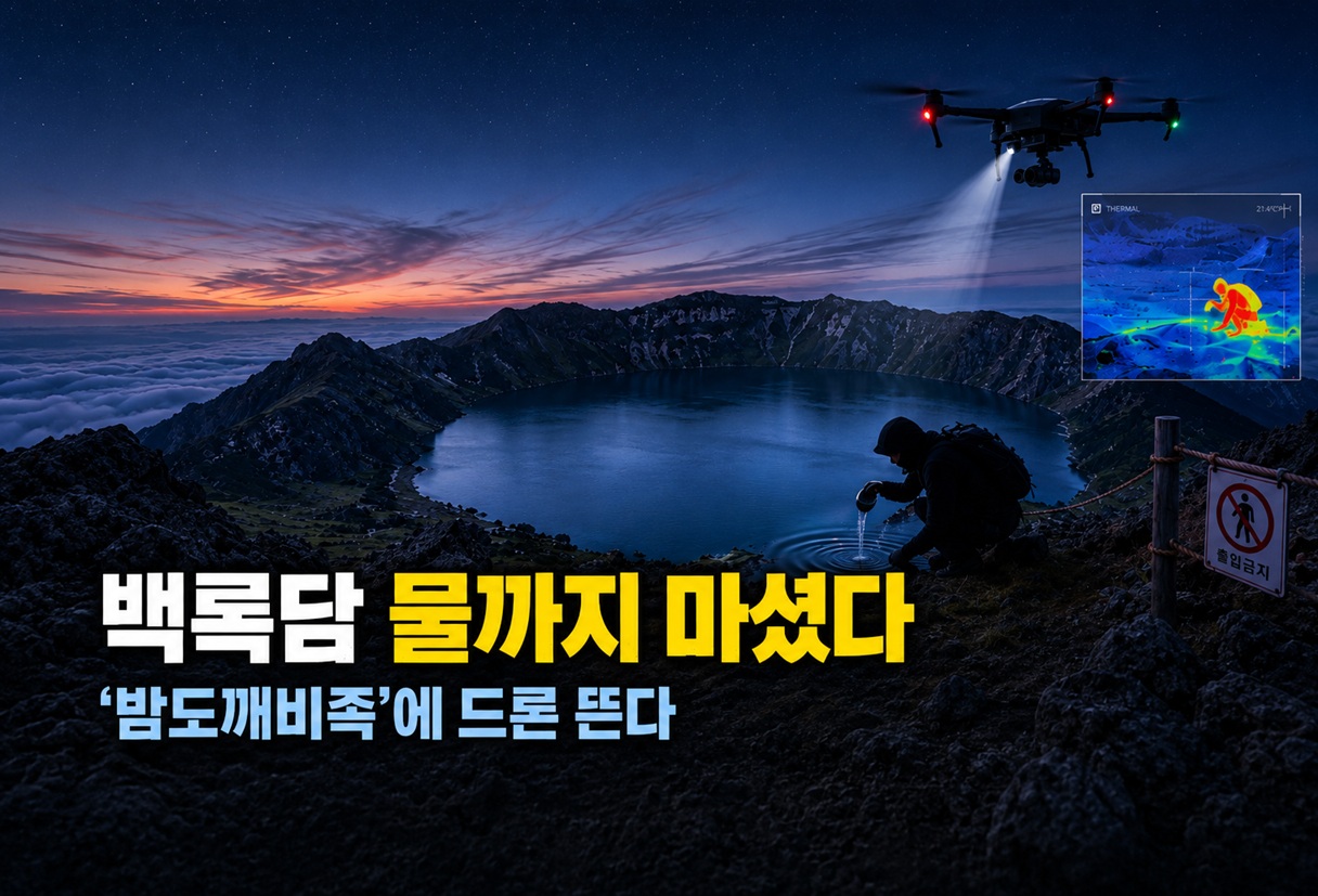 백록담 물까지 몰래 마셨다…한라산 ‘밤도깨비족’에 드론 뜬다