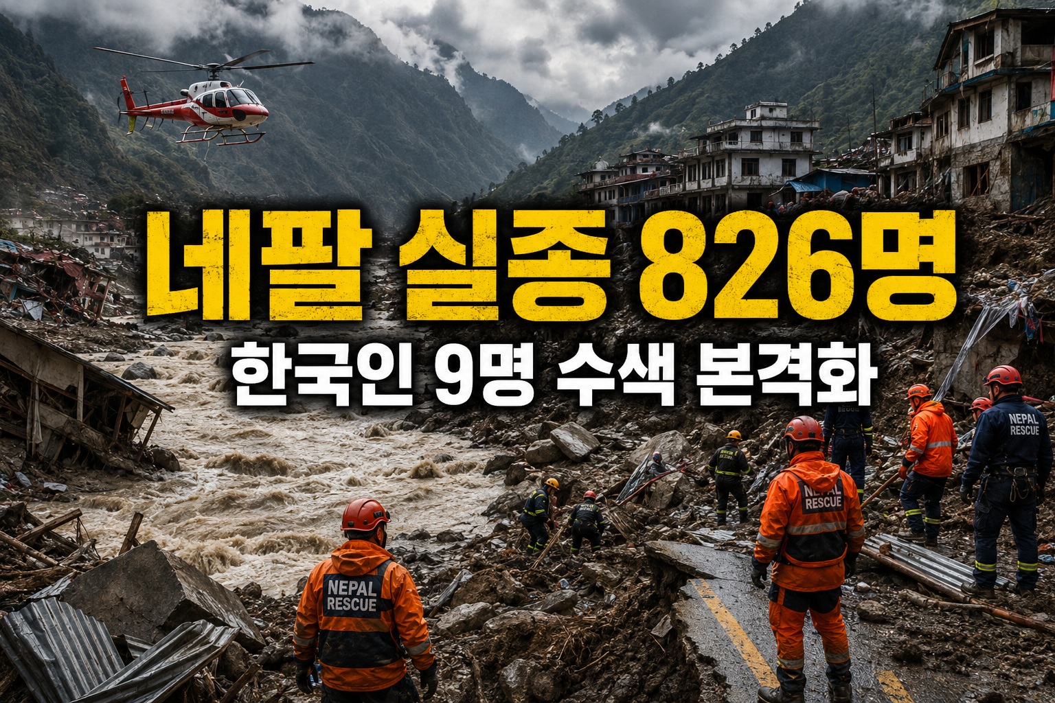 네팔 대홍수 실종 826명으로 급증…한국인 9명 수색 본격화