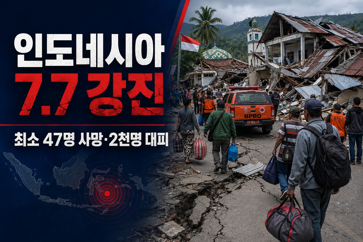 인도네시아 규모 7.7 강진…최소 47명 사망·2천명 대피