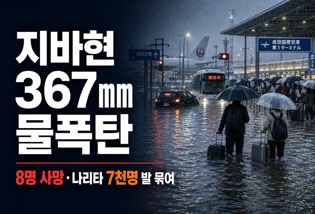 일본 지바현 367㎜ 물폭탄…8명 사망·나리타공항 7천명 발 묶여