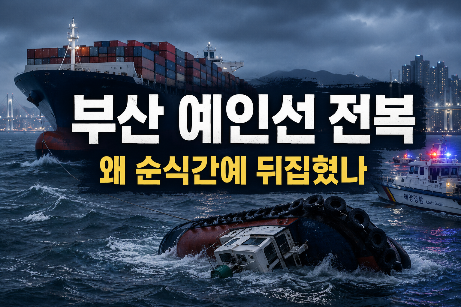 부산 오륙도 앞 예인선 전복…1명 사망·6명 실종, 왜 순식간에 뒤집혔나