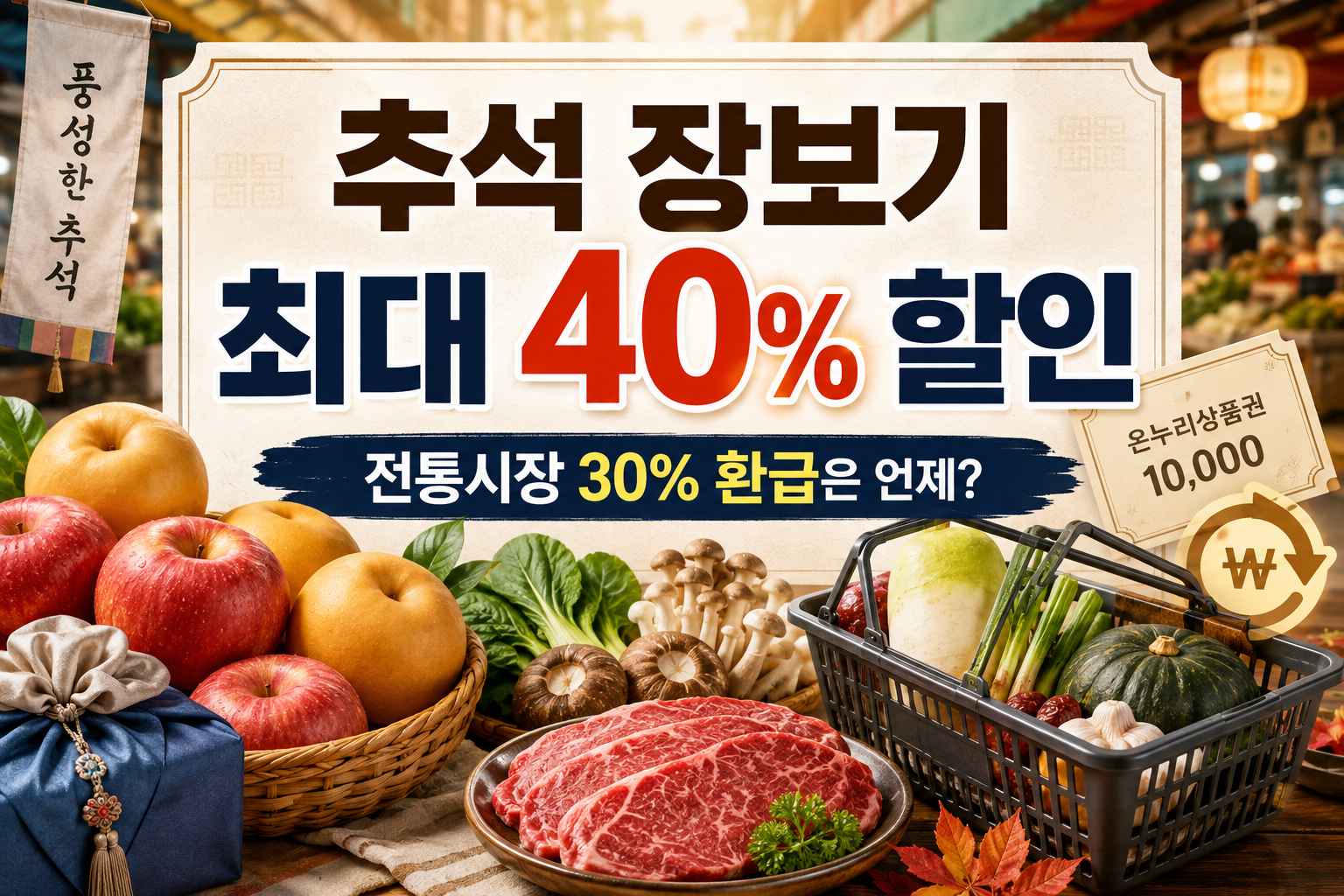 오늘부터 농축산물 최대 40% 할인…전통시장 30% 환급은 16일부터, 어디서 받나?