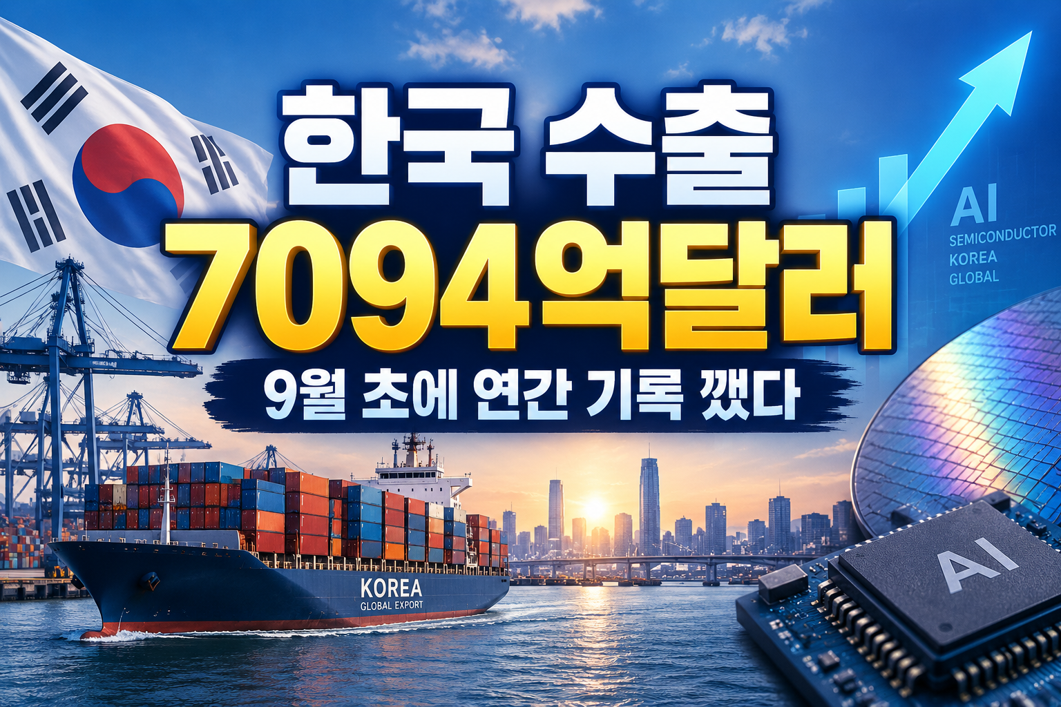 한국 수출 7094억달러…9월 초에 연간 기록 깼다