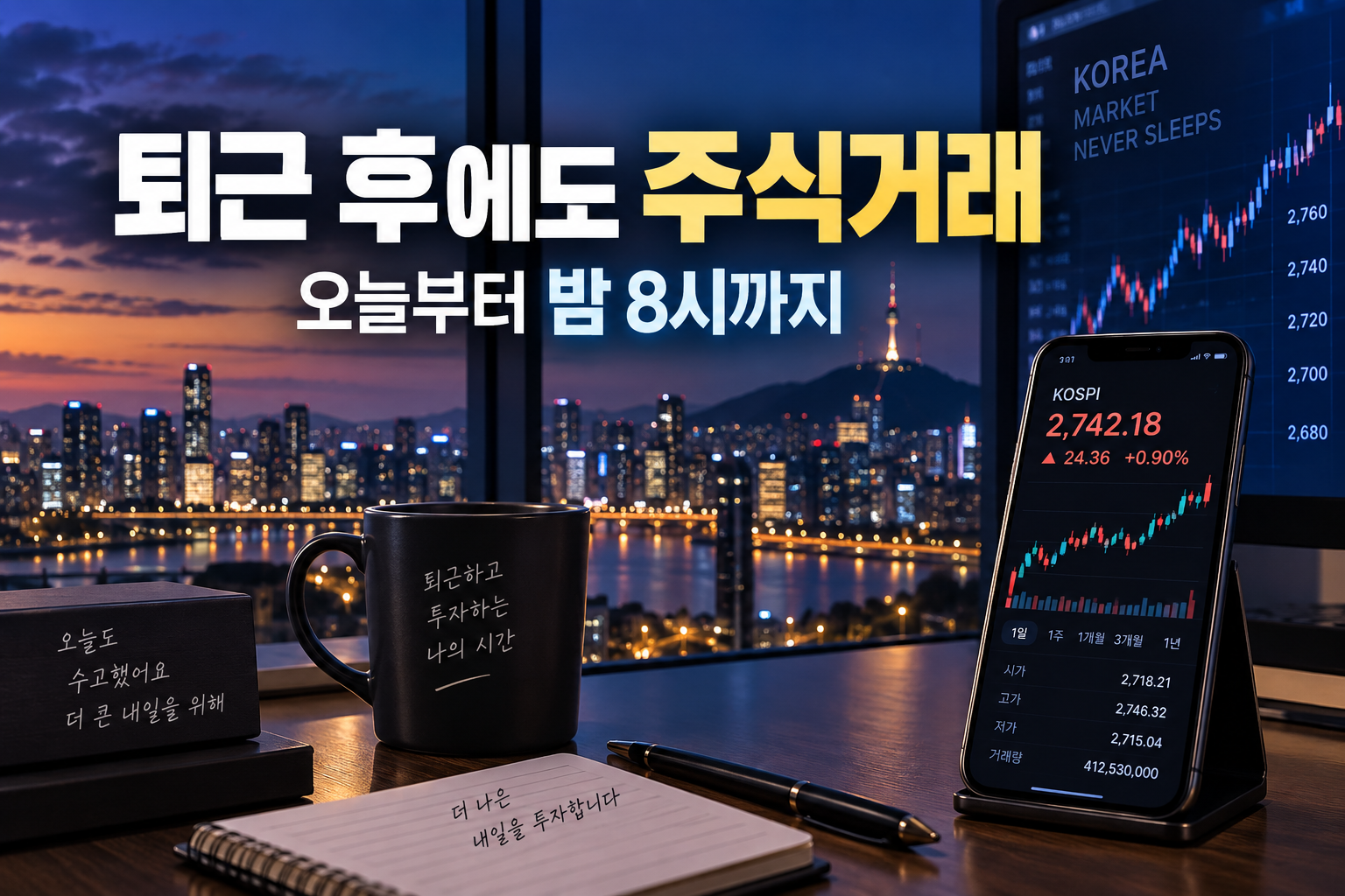 핫이슈 | 오늘부터 퇴근 후에도 주식거래…밤 8시까지 열린다